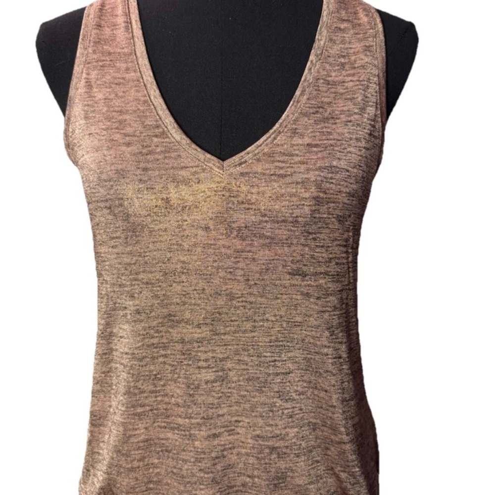 Express Women’s Shimmery Copper Sleeveless V-Neck Top with Tie, Size Small